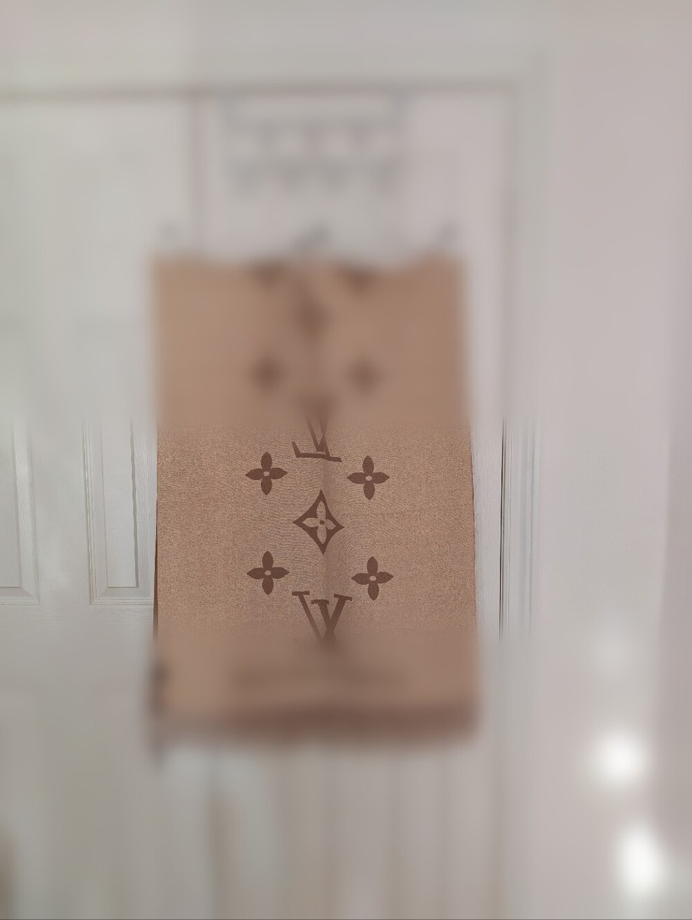 Louis Vuitton Monogram Shawl in Beige & Brown with Fringe - Picture 5 of 5